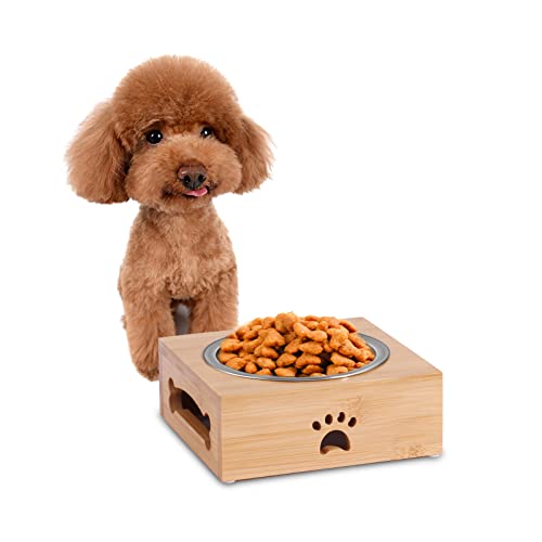 CGFN Personnalisé Gamelles pour Animaux, Bol pour Chien / Bol pour Chat avec Nom, Gamelle pour Chien avec Base en Bambou - Nom et Texte Personnalisables, Convient aux Petits et Moyens Chiens/Chats Cover