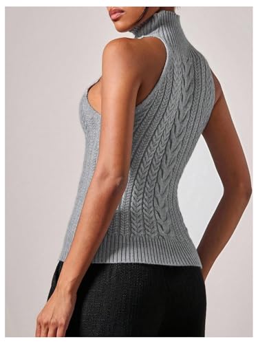 Image of MakeMeChic Sleeveless Turtle Neck Tops Crop Mock Neck Tops for Women