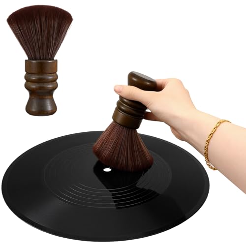 Matwsec Vinyl Record Cleaning Brush, Vinyl Record Brush with Fine Fiber Bristles, Anti-Static Soft Record Brush, Wood Record Cleaner Accessories for Vinyl Cd Album Care