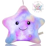 KAHEAUM LED Night Light Up Star Pillow for Kids Plushies Boys Little Girls Room Decor Adults Children Birthday, Cute Stuffed Animals,Glow in Dark Plush Toy Couch Throw Pillows Colorful