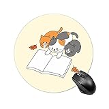 Cute Round Mouse Pads Cats Reading Book Family Working Gaming Circle Mouse Mat for Laptop & Computer...