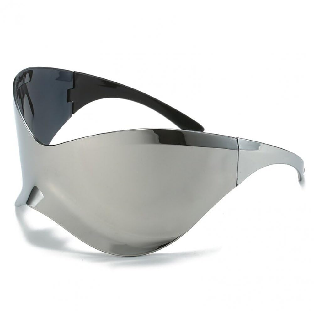 Fituenly Rimless Oversized Wrap Around Sunglasses for Women Men, Futuristic Sunglasses Y2k Fashion Eye Glasses Trendy Shades