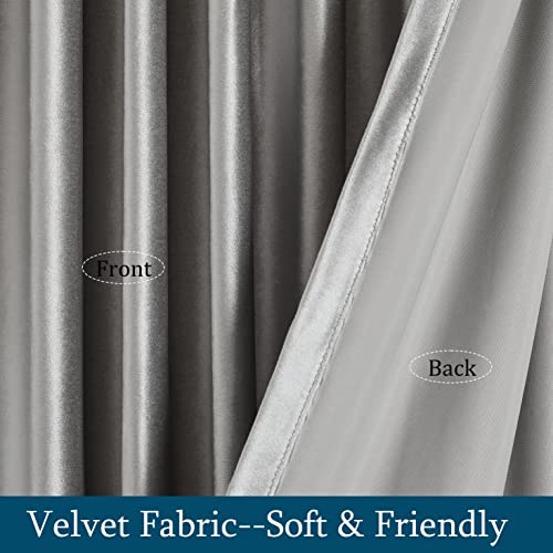 Image of PRIMROSE Light Grey Curtains 63 inch for Living Room,2 Panels Drapes Blackout Rod Pocket Back Tab Window Treatment Room Darkening Thick Decorative Curtains for Bedroom