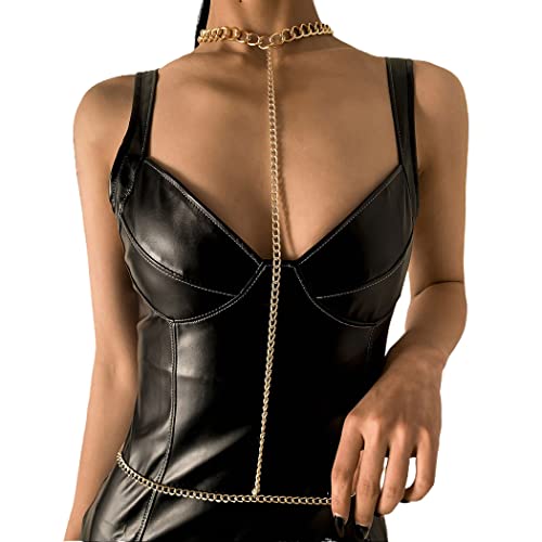 Ronglia Sexy Body Chains Gold Bra Chain Punk Chain Belly Waist Chain Rave Beach Body Chain Jewelry For Women And Girls, 42.9In #TOP10
