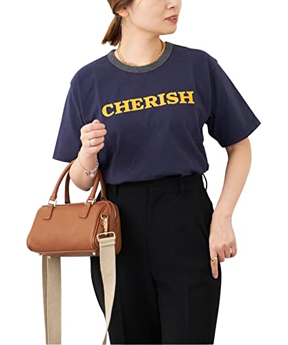 ［ジャーナルスタンダード］CHERISHリンガーTシャツ フリー ネイビー