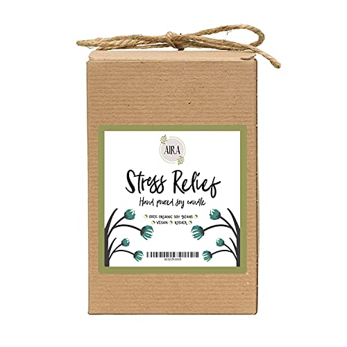 Aira Soy Candles - Organic, Kosher, Vegan, In Farmhouse Jar W/Essential Oil Blends - Hand-Poured 100% Soy Candle Wax - Paraffin Free, Burns 150+ Hours -Relaxing Stress Relief - 20 Ounces #TOP2