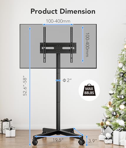 Miniatura 8 de Soporte Tv Ruedas Para Television De 27 A 60 Pulgadas - Soporte Tv Pie Móvil Altura Ajustable Max Vesa 400x400mm 40 Kg