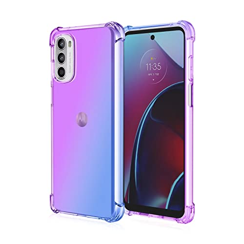 WILLIS Funda para Motorola Moto e32 / Motorola Moto e32s, Carcasa Protectora de Color Degradado Transparente, 6.5' Case para Teléfono Anticaída y Antiarañazos Azul PúRpura
