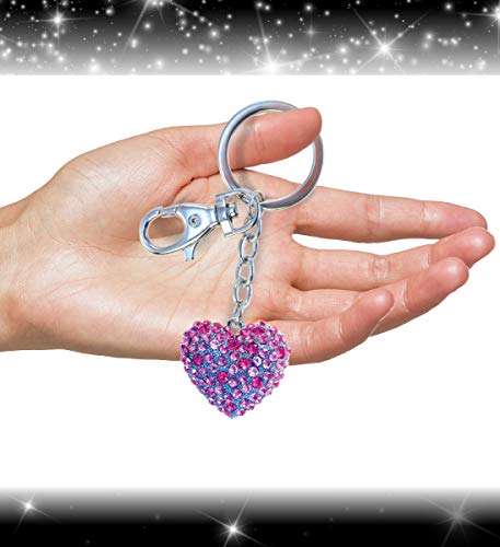 Puzzled Pink Heart Sparkling Charm Keychain