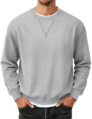 Image of MAGCOMSEN Mens Sweaters Fleece Work Sweatshirts Winter Jumper,Light Grey,M