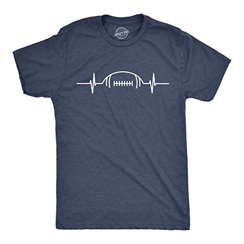 Mens Football Heart Rate T Shirt Funny Sunday Gameday Tee Blue M