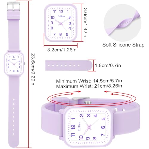 Image of Edillas Kids Teens Watch Analog Girls Boys, Waterproof Stylish Watch for Children,Students with Soft Silicone Strap for Kids Teens 4-16 Years Old