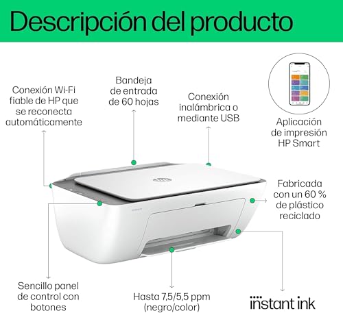 Miniatura 3 de Hp Deskjet 2820e 588k9b, Impresora Multifunción De Inyección De Tinta A4 A Color, Conexión Wi-Fi, Impresión A Doble Cara Manual, Hasta 7,5 Ppm, 3 Meses De Impresión Instant Ink Con Hp , Blanca