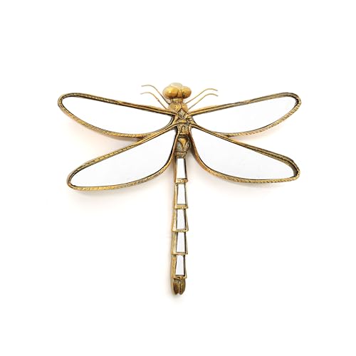 Xinleitan Decorative Bug and Dragonfly Mirrors - Gold Resin and Glass Wall Decor, Perfect for Victorian and European Themed Homes
