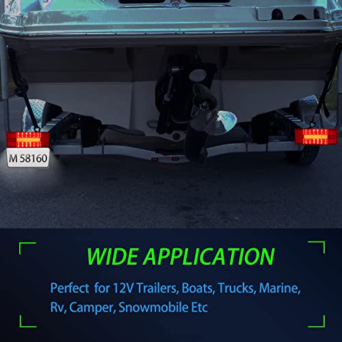 Serlainxin Boat Trailer Lights, Low Profile Rectangular Rear Lights Led Kit, Ip68 Waterproof Combo Stop Turn Running Brake License Plate Lights For Trailers, Truck, Boat, Etc #TOP1
