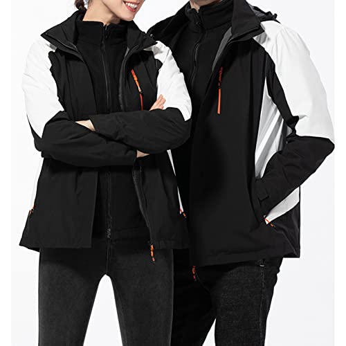 Jaqueta de esqui feminina masculina para montanhismo, removível, impermeável, corta-vento, com capuz