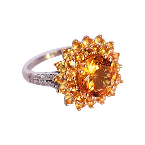 Anillo de plata 925 y citrino auténtico con diseño exclusivo FSJ-5237