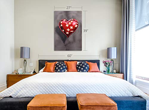 Love Bandaged Heart Balloon - Graffiti Wall Decor Street Urban Pop Art - Framed - Canvas Print Home Decor Wall Art, Gallery Wrap Inner Frame, 7X9 #TOP4