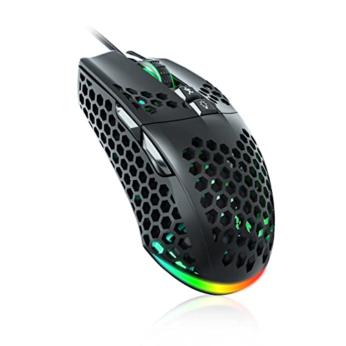RGB Wired Gaming Mouse with Honeycomb Shell,Adjustable 12800 DPI,7 Programmable Buttons,Lightweight Gaming Mice Ergonomic Computer Mouse Gaming for Wi