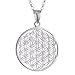 Vinani Anhänger Lebensblume Blume des Lebens Mandala klein mit Erbskette 50 cm Sterling Silber 925 Kette Italien ALB-T50