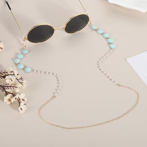 Image of uxcell Beads Eyeglass Chain, Pearl Glasses Strap Eyewear Retainer Chain Around Neck Sunglass Holder for Girls Women