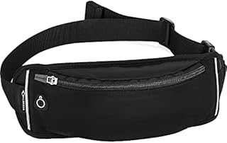 MYCARBON Sports Bum Bag Lightweight Running Belt Elastic Waist Packs Breathable Grid Design With Headphone Hole Waterproof for Dog Walking Cycling Hiking Traveling Fit Smartphone Below 6 inch