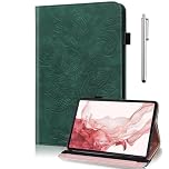TUOLISG Case for iPad Pro 11 inch M5 2025/M4 2024 (6th/5th Generation), Luxury PU Leather cover with Multi-Angle Viewing Stand and Stylus, Green