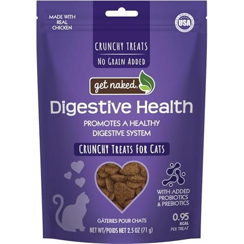 Get Naked Digestive Health Crunchy Cat Treats 2.5oz – Chicken Flavor, Grain-Free Cat Probiotics for Indoor Cats, Supports Healthy Digestion, Dental Health & Immunity, Made in the USA