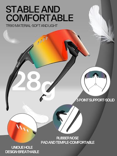 SCVCN Cycling Sunglasses for Men Women, UV400 Sports Sunglasses with HD TAC Lens, 28g Lightweight TR90 Frame, Adjustable Nose Pad & Airflow Vents for Running 01 - image 3