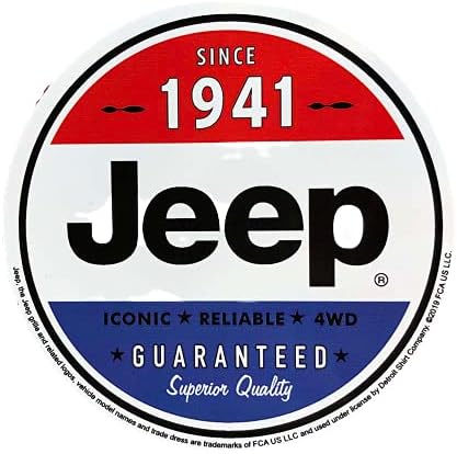 Jeep Since 1941 Red White and Blue Logo Vinyl Sticker 4" Circle