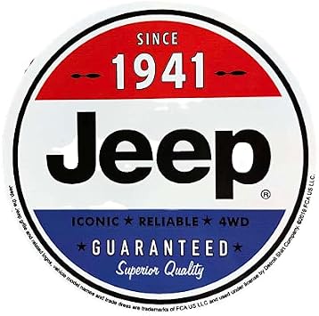 Jeep Since 1941 Red White and Blue Logo Vinyl Sticker 4" Circle