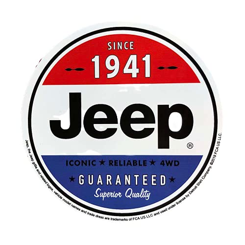 Jeep Since 1941 Red White and Blue Logo Vinyl Sticker (4″ Circle)