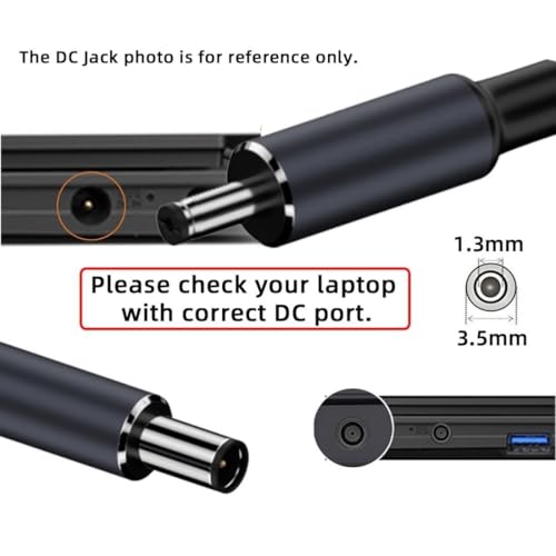 Image of ETZIN USB C Female to DC Adapter, 90 Degree USB C to 3.5 x 1.35 mm, DC Barrel Jack Plug Converter, 100W 5A PD Portable Power Charger Connector for Laptop