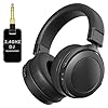 Rumoon 2.4GHz Wireless Headphones for Bass Guitar, 20ms Low Latency, Wireless Over Ear Headphones with 6.35mm & 3.5mm Jack for Studio Monitor & Mixing DJ AMP Keyboard, Pure Black