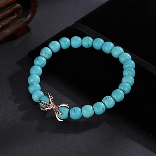 Bracciale Uomo In Turchese Naturale – Perline Di Pietra VERA Fatte A Mano – Braccialetto Regolabile Con Chiusura A Cordoncino – Gioiello Etnico Occidentale
