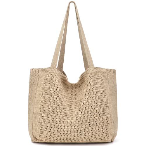 Image of hatisan Crochet Bag for Women, Handmade Knit Beach Tote Bag Summer