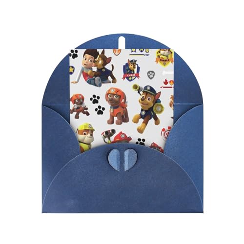 誕生日グリーティングカード パウパトロール 祝福ポストカード学生ギフトカードメッセージカード フェスティバルパーティー招待状カップルクリスマスカード Blue