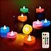 Colorful Flickering Tea Light Flameless Candle, Battery Operated Led Candles with Remote, Electric Candles for Votive Holder, Home Wedding Seasonal Festival Lights Celebration, Amber Warm White