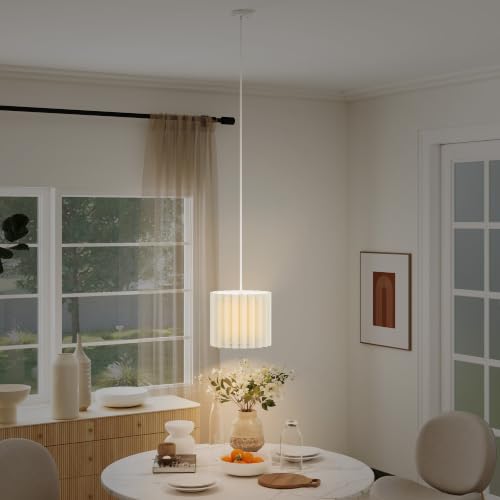 Image of HOMCOM Linen Pendant Light Modern Ceiling Lamp for Bedroom E27 Bulb White