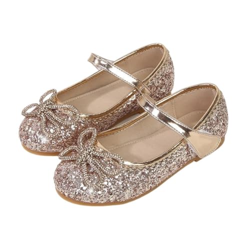 JGKDTX Girls Glitter Ballerina Ballet Mary Jane Flat Wedding Party Birthday Prom Princess Dress Shoes for Toddler/Little Kid (Champagne, Toddler, 6, Numeric, US Footwear Size System, Medium)
