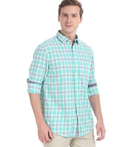 Cherokee Men’S Checkered Slim Fit Casual Shirt (281382622_Mint_S_Fs