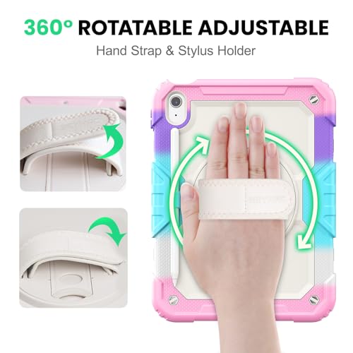 Funda para iPad de 10ª generación SEYMAC resistente con soporte y protector 3