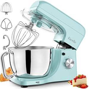Stand Mixer, Facelle 5.5Qt Mixers Kitchen Electric, 10+P Speed Tilt-Head Cake Mixer for Daily Use Baking with Stainless Steel Bowl, Dough Hook, Wire Whisk, Flat Beater, Spatula-Blue