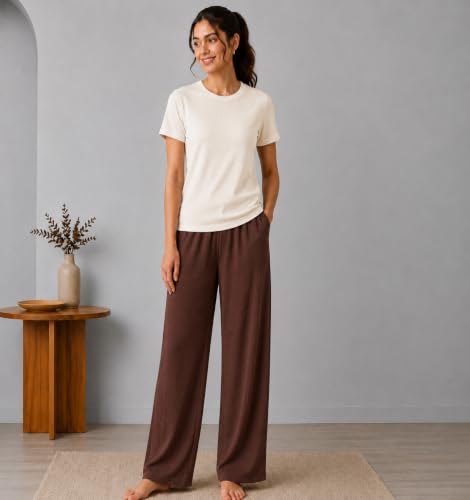Image of TOPLOT Korean Night Suit for Women| Round Neck Half Sleeve | Full Pyjama Set |Comfortable Nightwear, Loungewear, Sleepwear for Womens (5274)