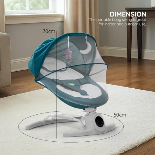Image of Baybee Wobbles Electric Baby Cradle and Swing | Baby Relaxing Swing Jhula with Adjustable Speed & Timer | Rocker for Babies with Music, Canopy & Mosquito Net, Automatic Cradle for New Born Baby (Blue)