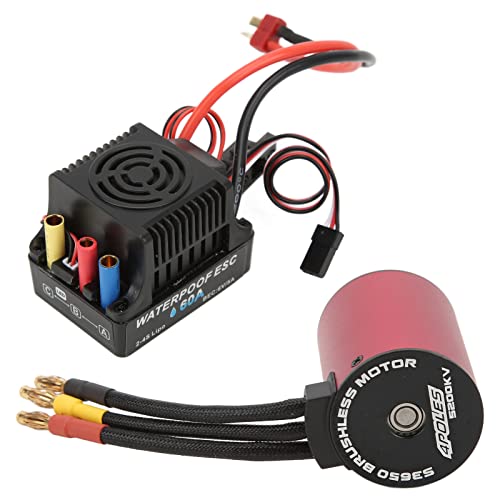 SIWOTED RC �u���V���X���[�^�[ ESC �R���{ 60A ESC S3650 5200KV �u���V���X���[�^�[�L�b�g 1/10 RC �J�[�g���b�N�N���[���[�p