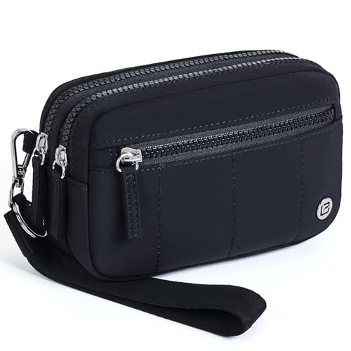 POIUGOYA Small Nylon Crossbody Bags for Women,RFID Wristlet Purse Built in Wallet, 4 Zipper Crossbody Wallet Phone Organizer