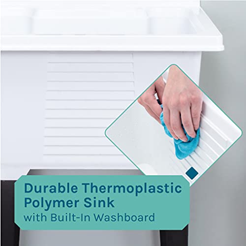 White Utility Sink By Js Jackson Supplies, Tehila Luxe Laundry Tub With Black Metal Legs And P-Trap Kit #TOP5