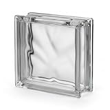 Seves Glass Block | 1919/8 Wave Craft Block | Clear Glass Crafting Block with Hole & Cap | DIY Fillable Décor Block | Classic Wave Pattern