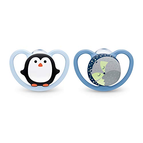NUK Space Orthodontic Pacifier, 0-6 Months 2 Count(Pack of 1)